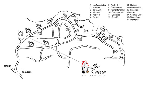 Location map Sa Caseta de Menorca